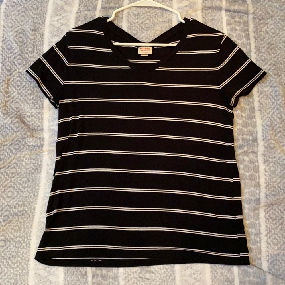White and Black Striped Tee